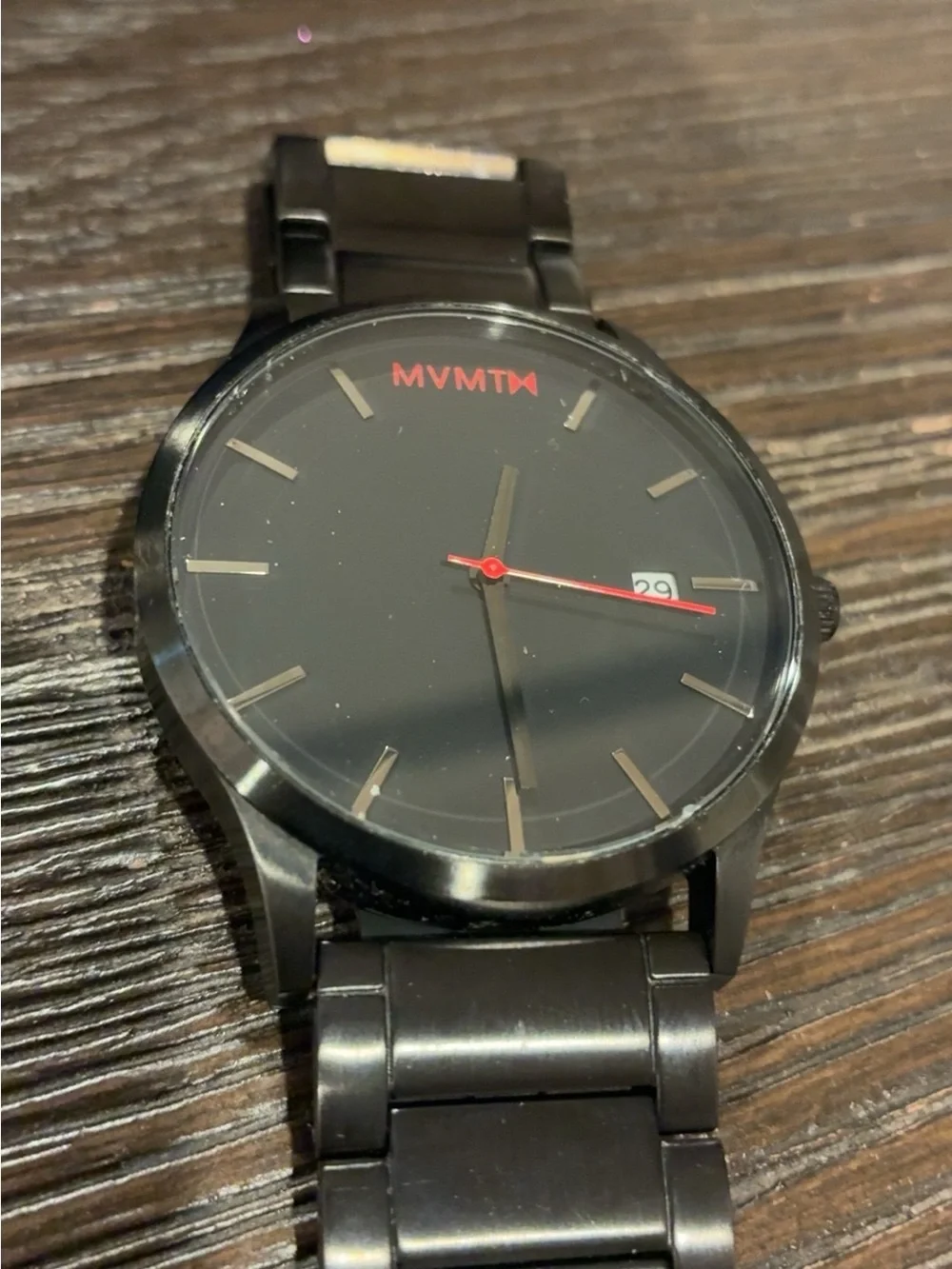 MVMT Black Men’s Stainless Steel Watch with Red Accents